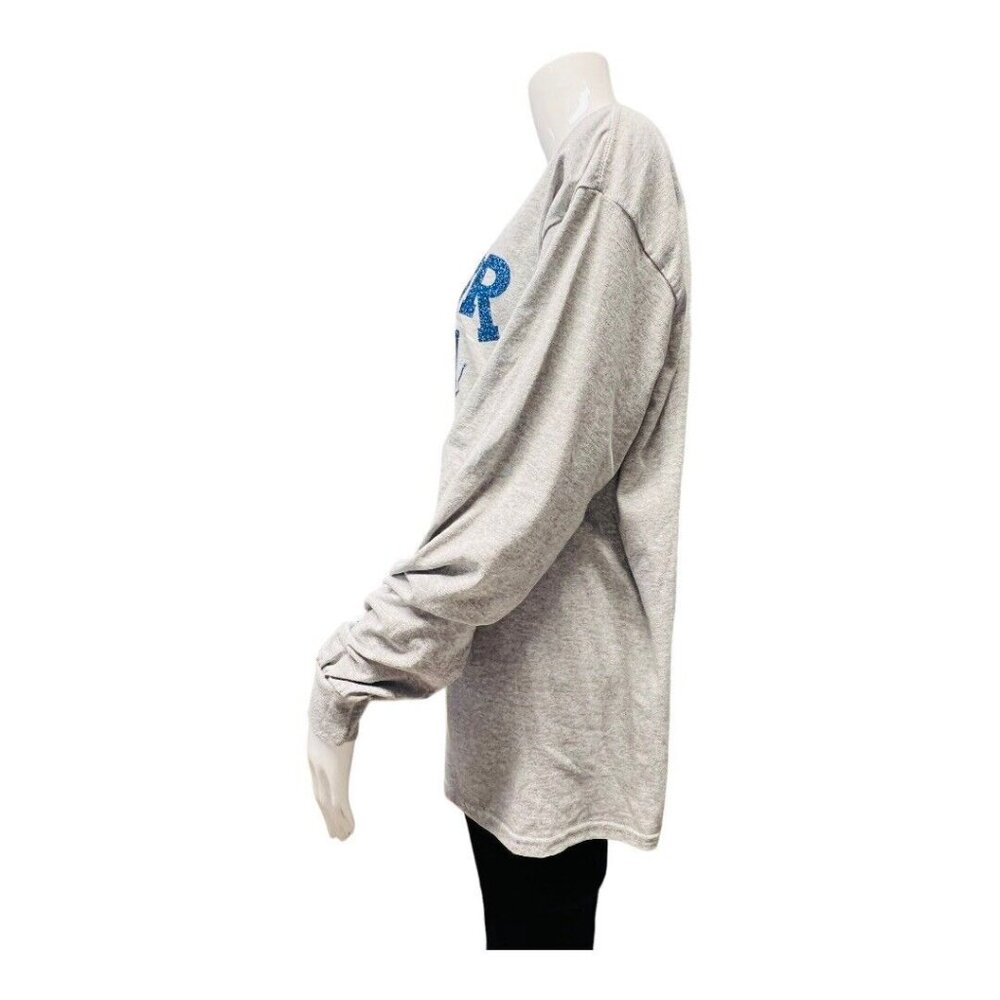 Senior Mom Football T-Shirt~Size Large~ Grey/Royal Blue Long Sleeve Top ~ L9 10 - Picture 6 of 7